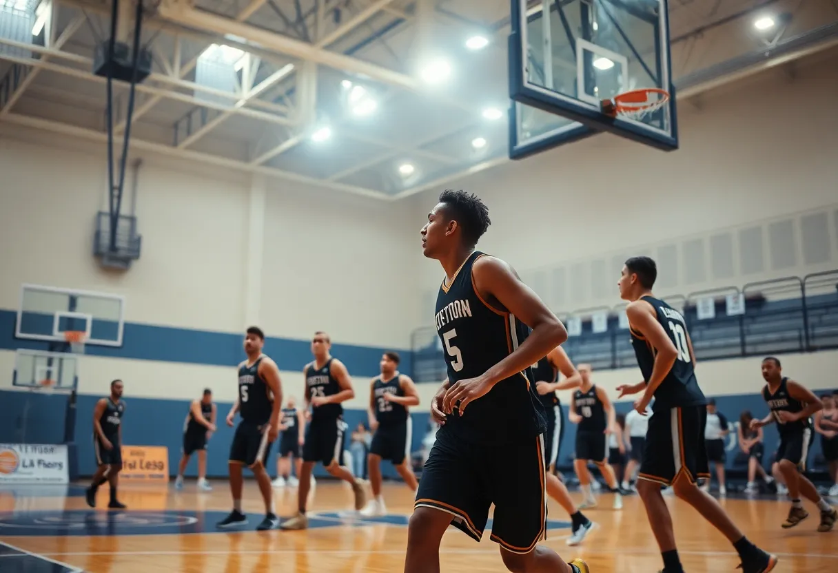 Atlanta Hawks basketball players in a game, showing teamwork and energy