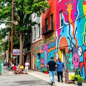 Street art and colorful homes in an Atlanta neighborhood