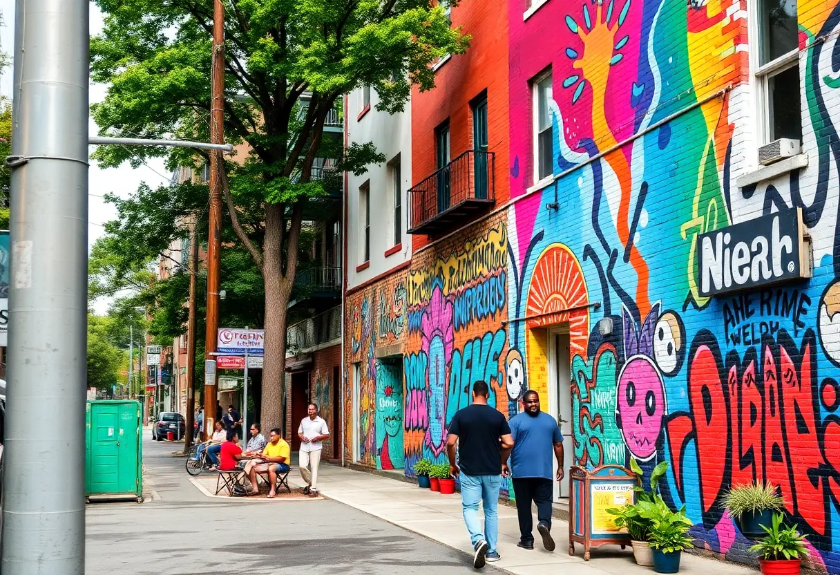Street art and colorful homes in an Atlanta neighborhood