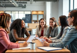 Group of professionals brainstorming job search strategies in Atlanta