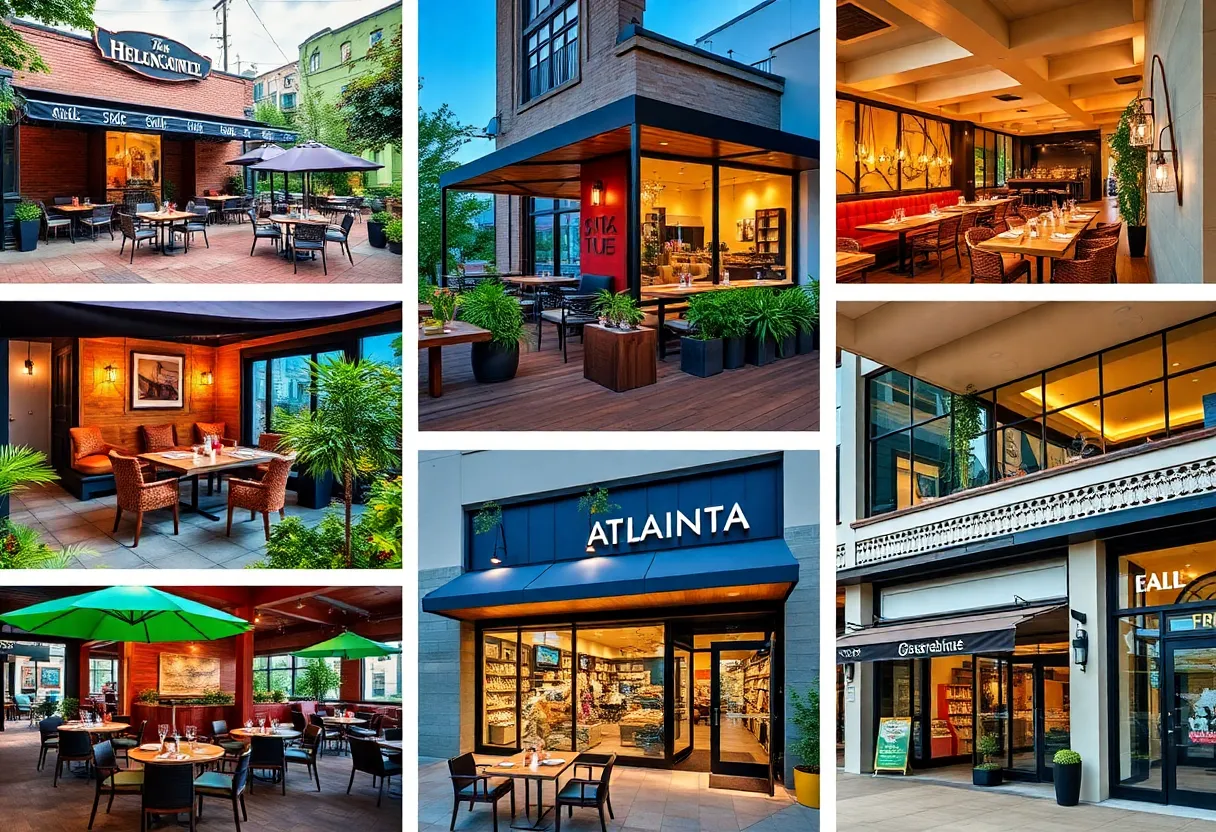 A vibrant street view of new restaurants and shops in Atlanta
