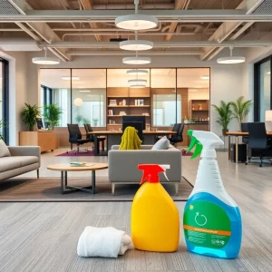 Clean office space in Atlanta with modern furniture