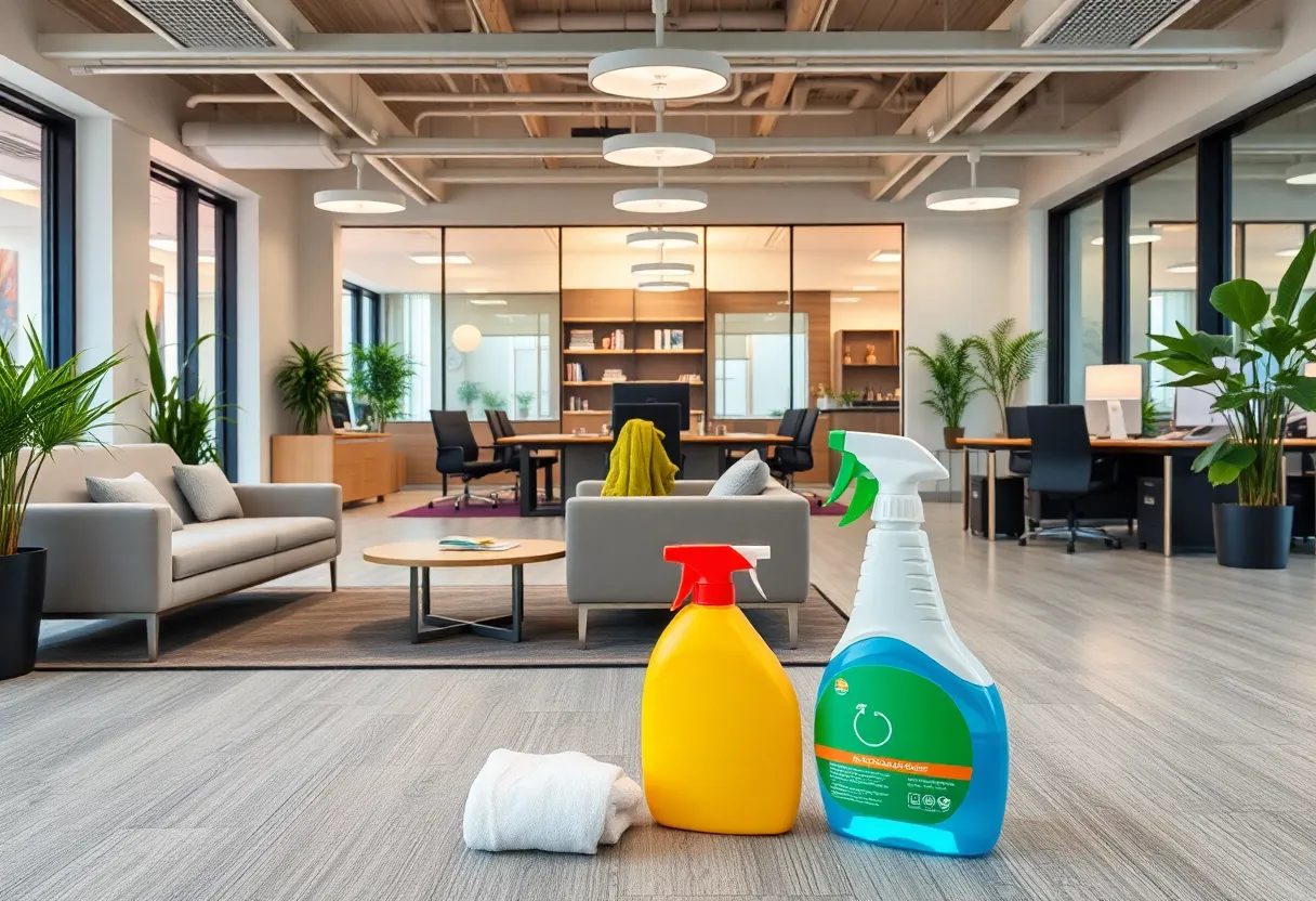 Clean office space in Atlanta with modern furniture