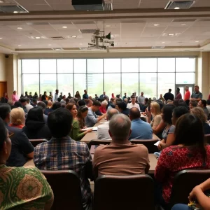 Community members at an Atlanta Public School meeting discussing facilities.