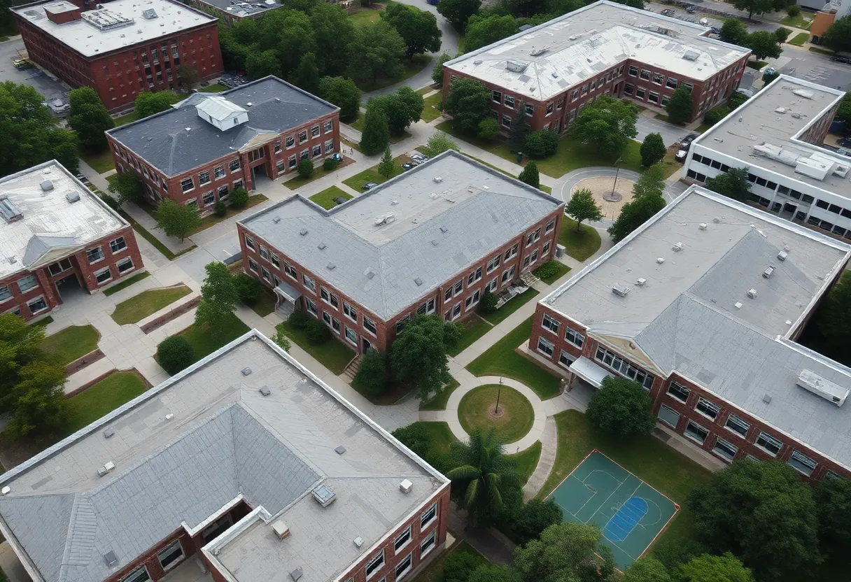 Aerial view of Atlanta Public Schools buildings