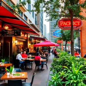 A lively outdoor dining scene representative of Atlanta's diverse restaurant offerings.