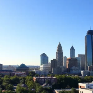 View of Atlanta skyline with summer weather