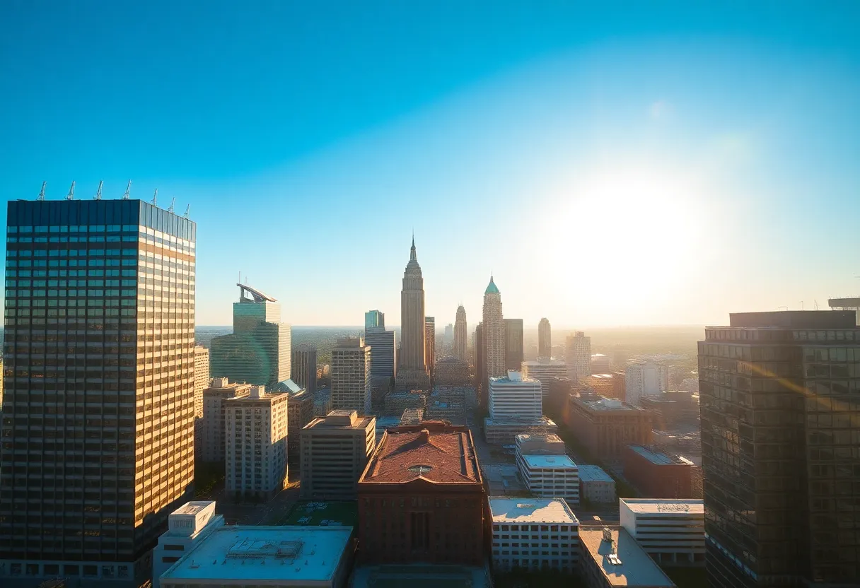 Atlanta skyline under clear blue skies