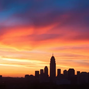 A stunning sunset over Atlanta's skyline