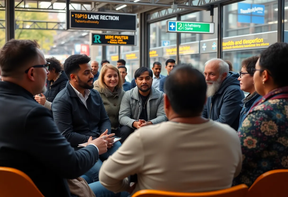 Community members discussing public transportation at an Atlanta town hall event