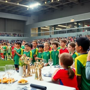 Participants at Atlanta United Academy Dinner engaged in celebrations
