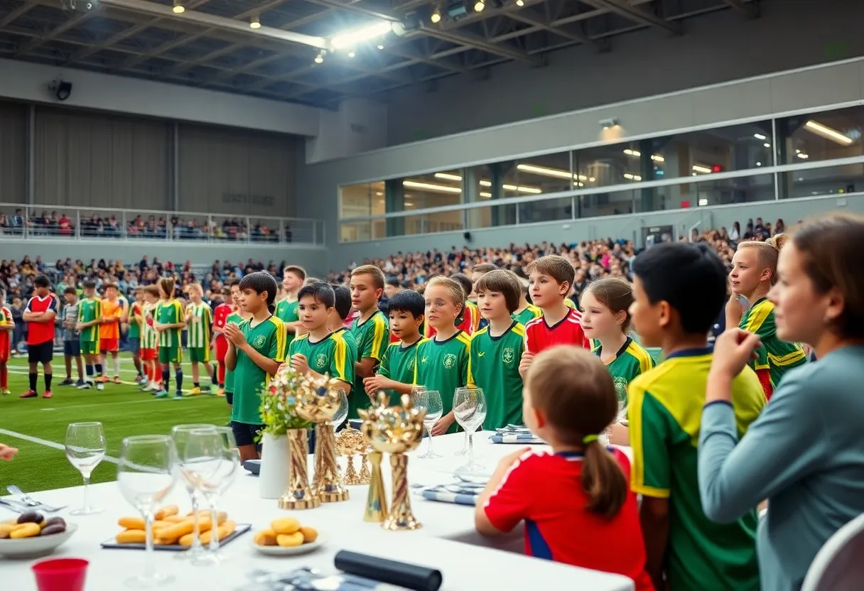 Participants at Atlanta United Academy Dinner engaged in celebrations