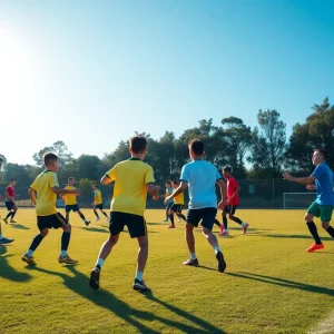 Youth soccer players training at Atlanta United facility