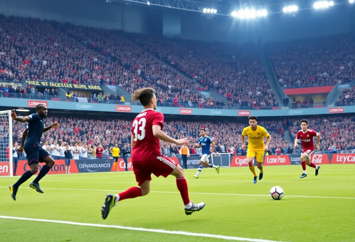 Soccer match between Atlanta United and Columbus Crew with players in action。