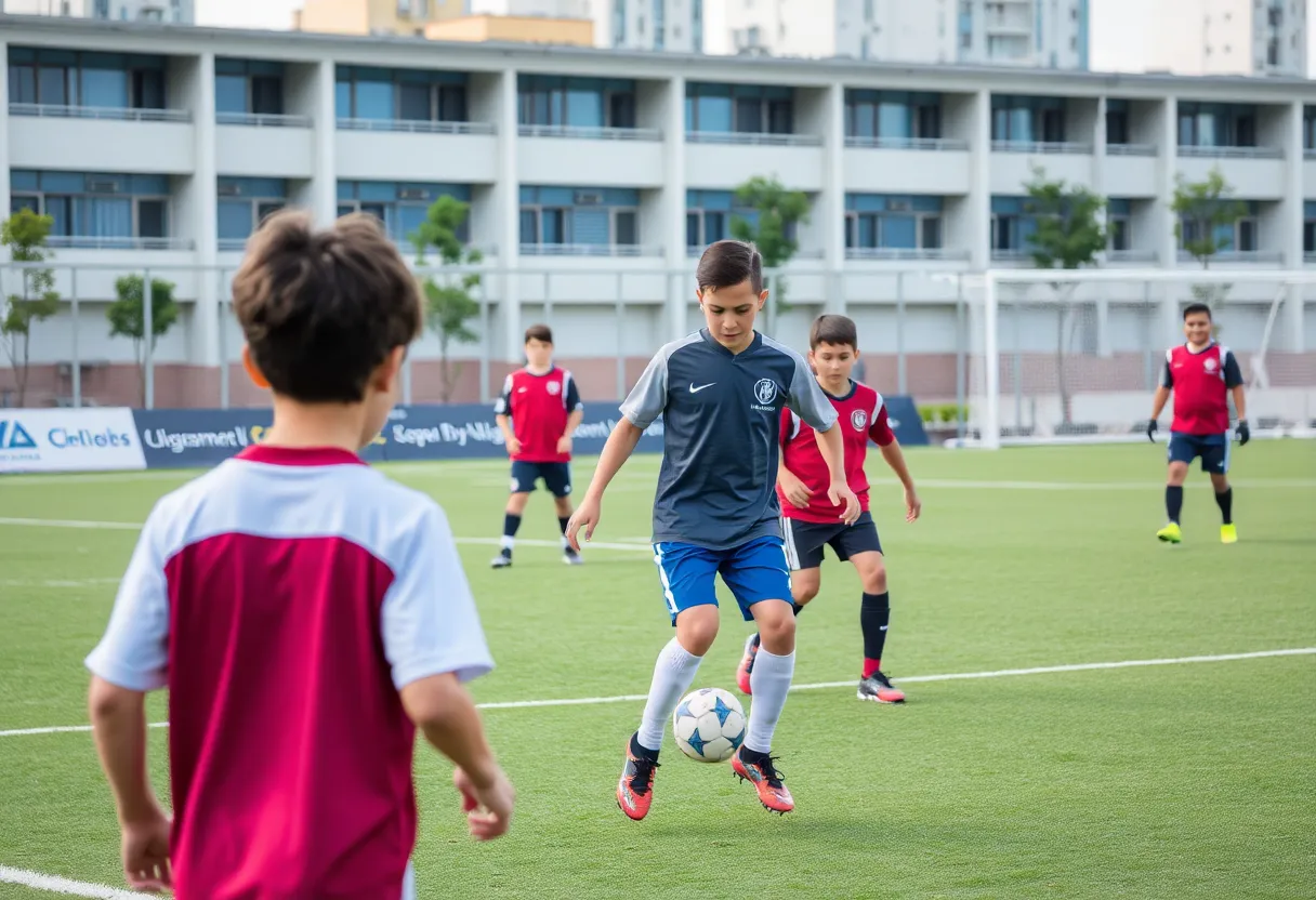Atlanta United youth soccer players training at the academy