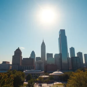 Sunny skyline of Atlanta depicting warm weather