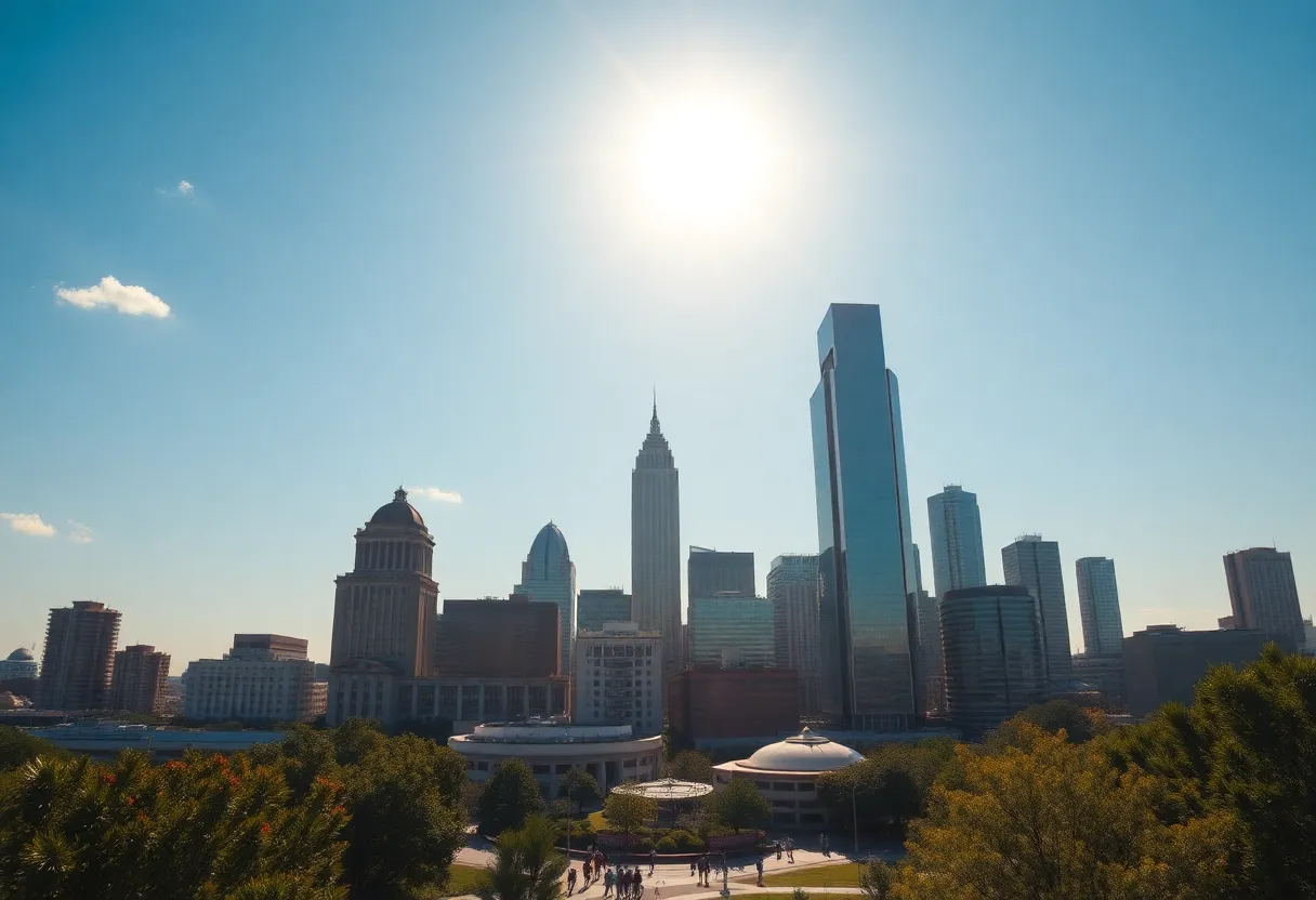 Sunny skyline of Atlanta depicting warm weather