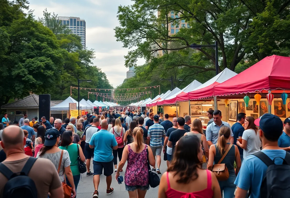 Families enjoying festivals in Atlanta with live music and food trucks