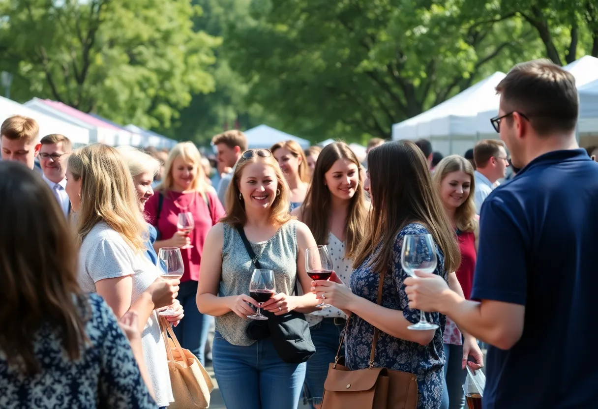 Attendees enjoying wine tastings at the Atlanta Wine Walk