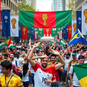 Fans celebrating the FIFA World Cup in Atlanta