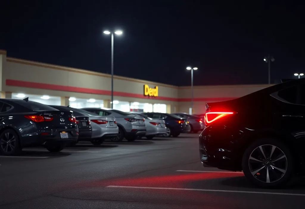 Parked cars in a grocery store lot in Atlanta