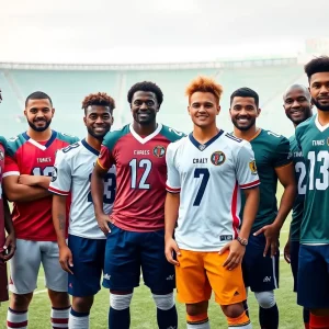 Atlanta Falcons team captains standing together on the field