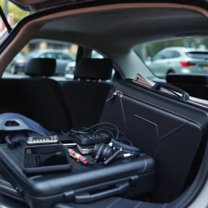 Two suitcases and electronic devices related to a high-profile theft incident