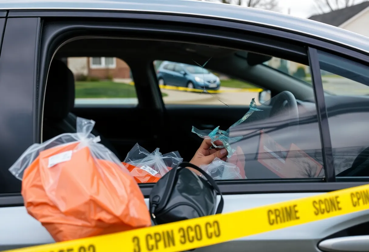 Investigators at a car theft scene involving unreleased music