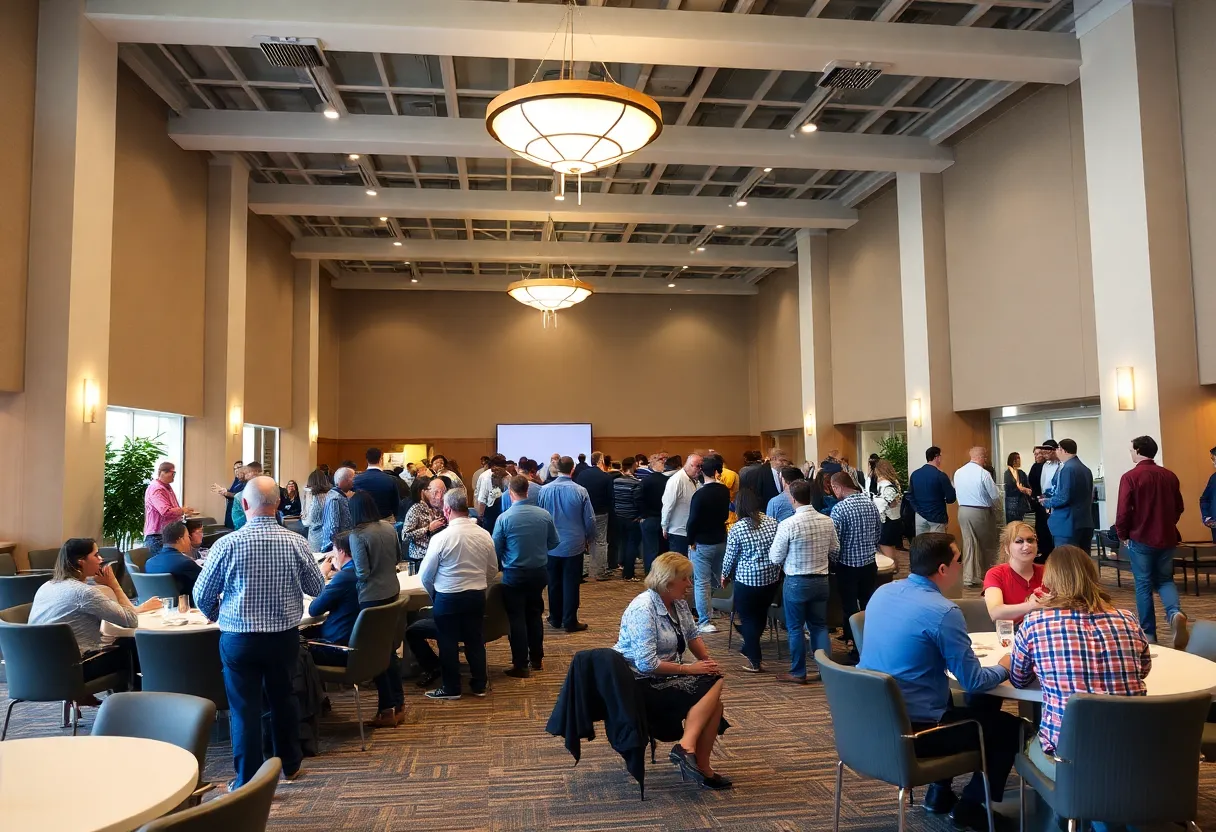 Event setup in Brookhaven featuring tables and chairs arranged for guests