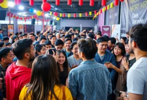 Fans at a meet-and-greet event for a popular artist.