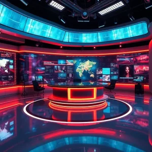 Interior view of CBS Atlanta's AR VR news studio