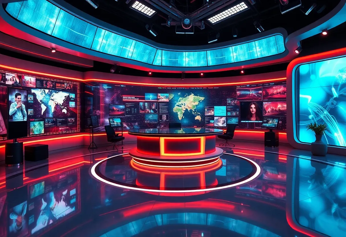 Interior view of CBS Atlanta's AR VR news studio