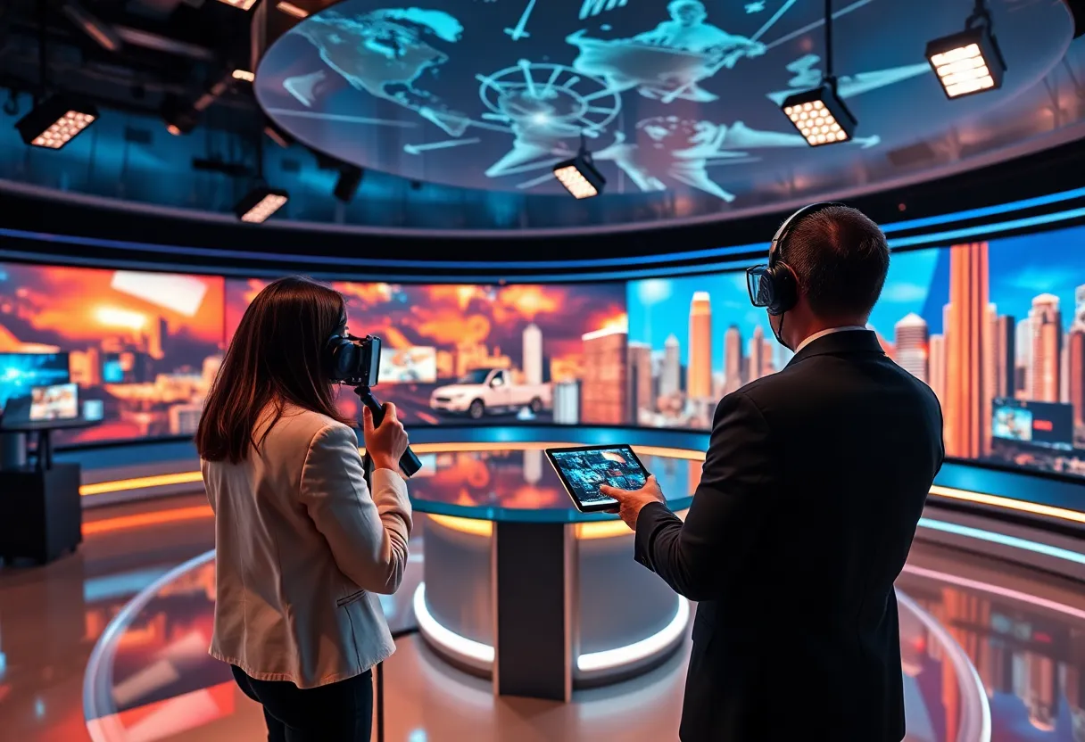 CBS News Atlanta newsroom with augmented reality technology