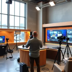 Under construction news studio for CBS News Atlanta.