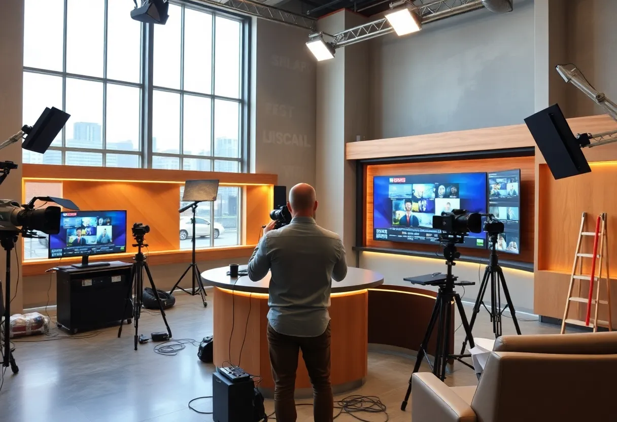 Under construction news studio for CBS News Atlanta.