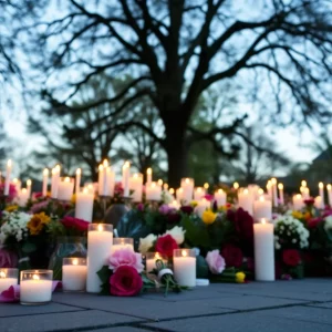 Vigil gathering with candles for Charlie Kirk in Columbus