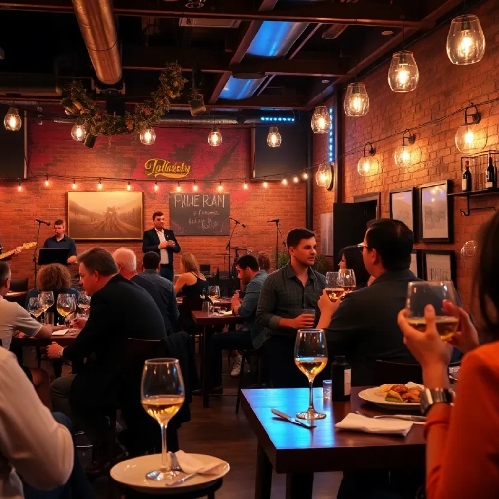 Guests enjoying food and live music at City Winery Atlanta