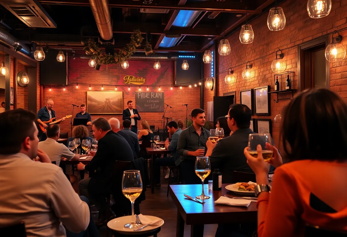 Guests enjoying food and live music at City Winery Atlanta