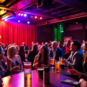 Audience enjoying a comedy show at Roaring Social in Alpharetta