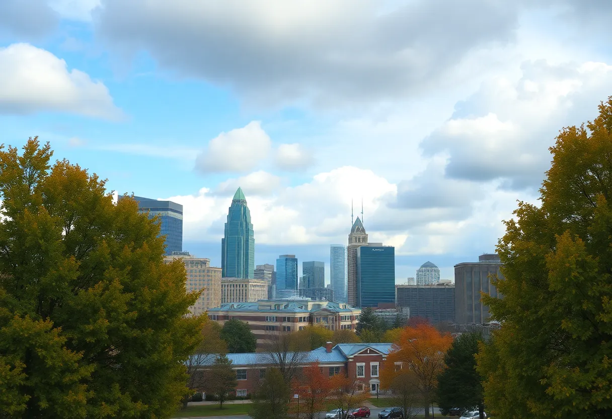 Partly cloudy cool weather in Metro Atlanta