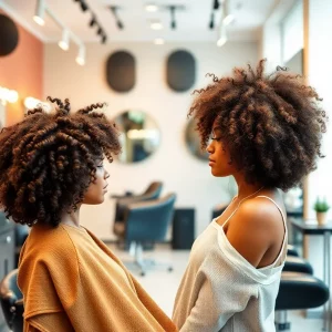Interior view of a salon specializing in curly hair services.