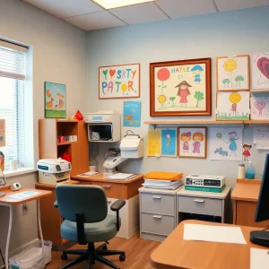 Community healthcare setting with children's artwork