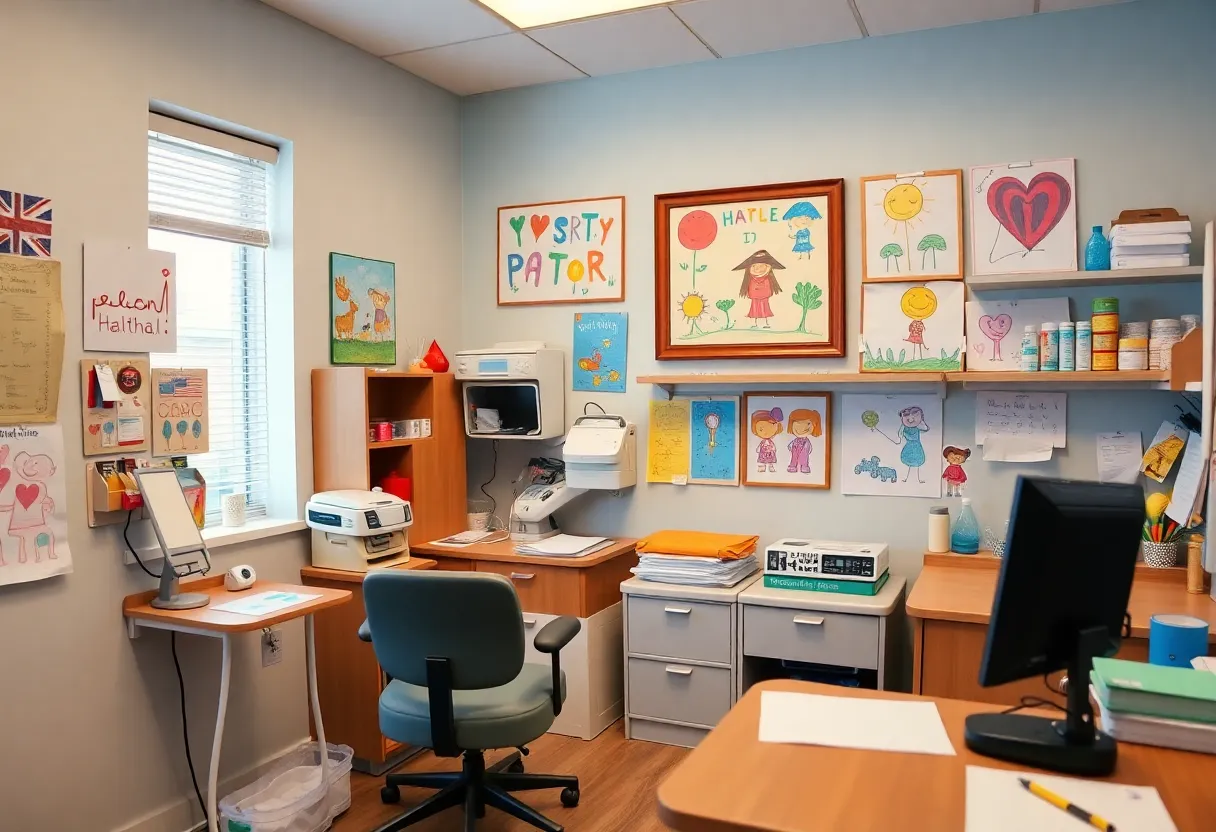 Community healthcare setting with children's artwork