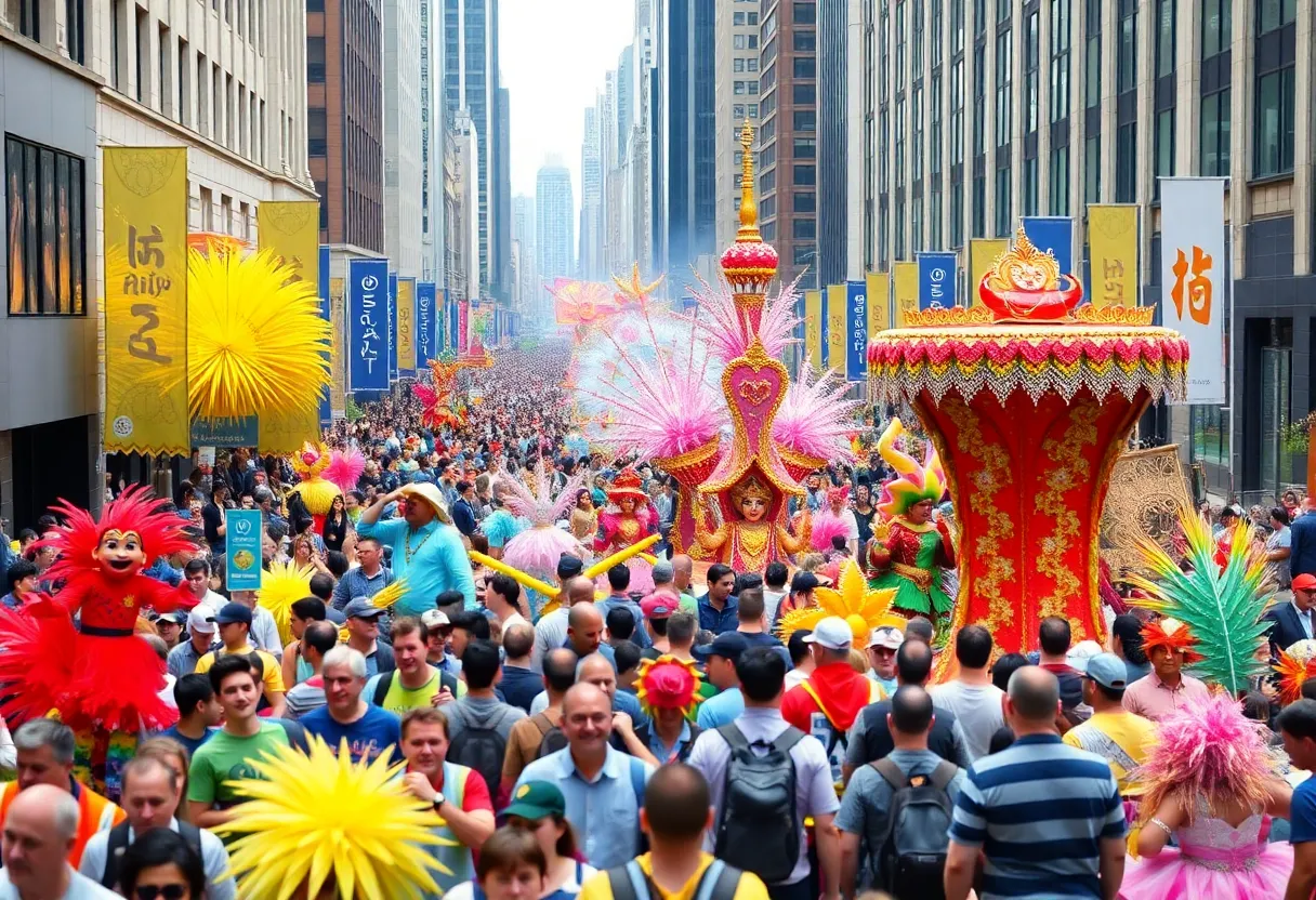 Crowd celebrating at Dragon Con 2025 with costumes and floats