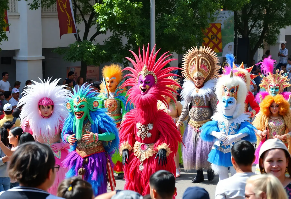 Colorful parade at Dragon Con with attendees in costumes