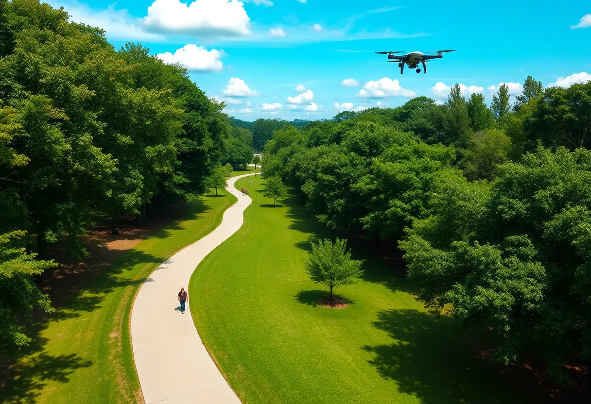 Drones flying over Painted Park in Atlanta