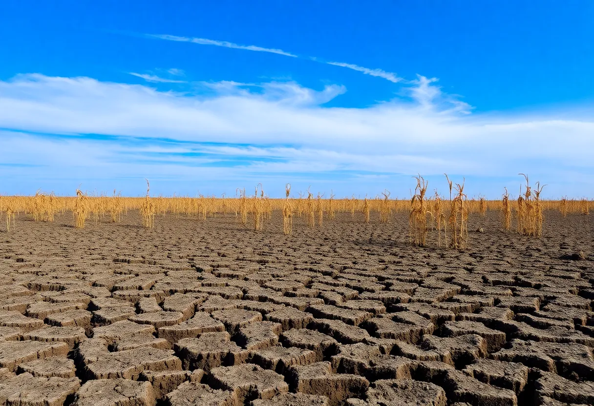 Aerial view of drought-affected farmland in Georgia