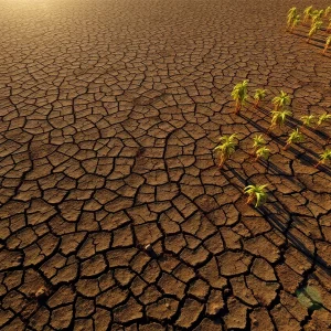 Aerial view of drought-affected land in Atlanta.
