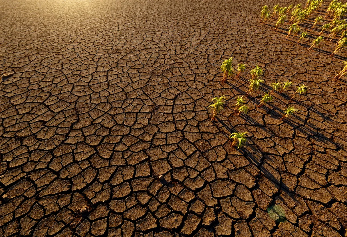 Aerial view of drought-affected land in Atlanta.