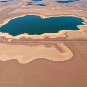 Aerial view of a dry lake in Georgia